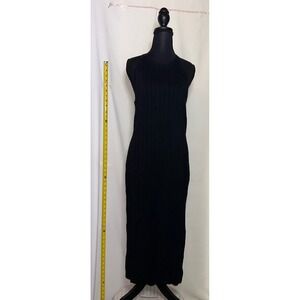 Abercrombie Fitch Ribbed Knit Sleeveless Maxi Dress XL Black Viscose Blend